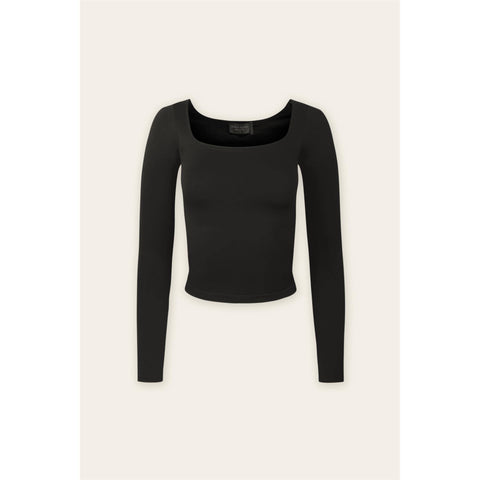 Seamless Square Neck Long Sleeve Top | Camel