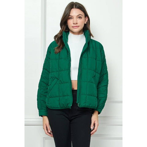 Zip Up Packable Puffer Jacket | Green
