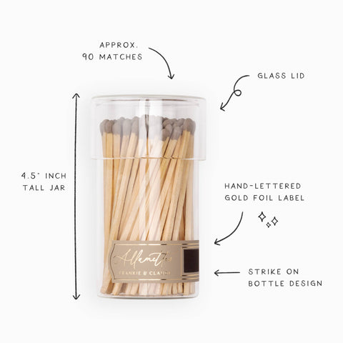 Glass Allumette Match Jar: Driftwood Neutral Beige