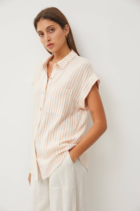 Striped Button Down Linen Shirt