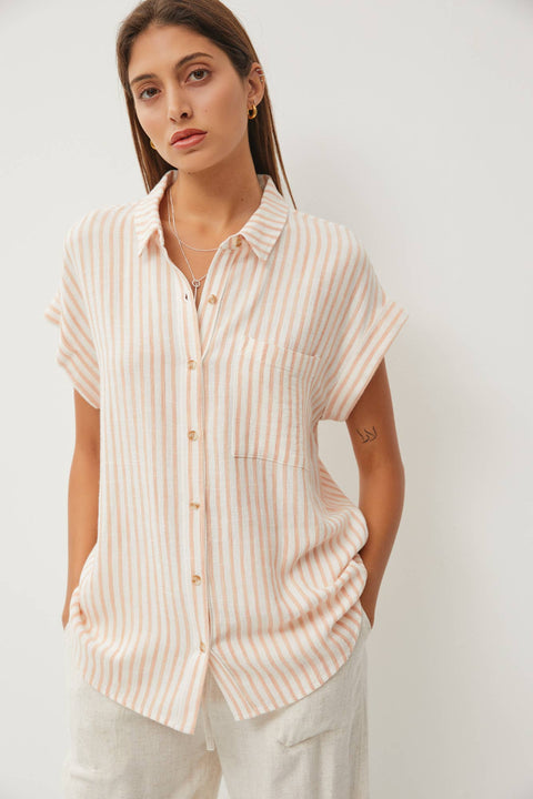 Striped Button Down Linen Shirt