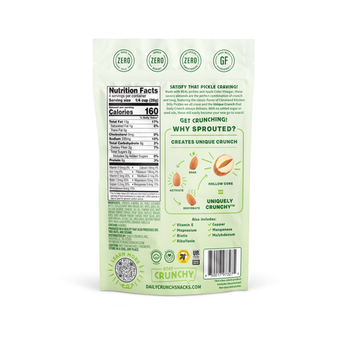 Dill Pickle + Pepitas Sprouted Almonds, 4oz Pantry Bag