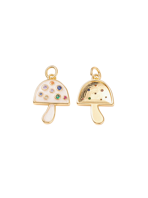 Gold & Pearlescent Embellished Mushroom Charm
