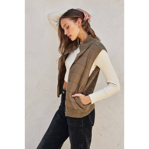 Sherpa and Puff Contrast Vest