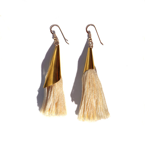 Cream Fringe Earrings