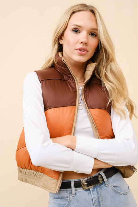 Reversible Cropped Puffer Vest