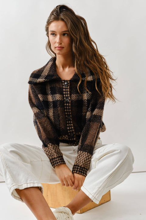 Plaid Button Down Cardigan