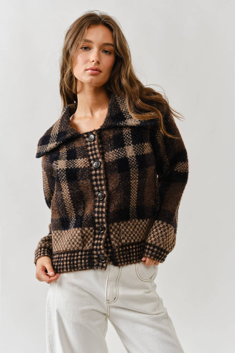 Plaid Button Down Cardigan