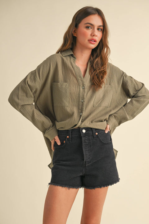 Olive Buttondown Basic Cotton Shirt