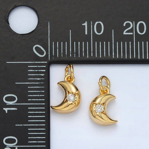 24K Gold Filled Puffy Celestial Cresent Moon Charm