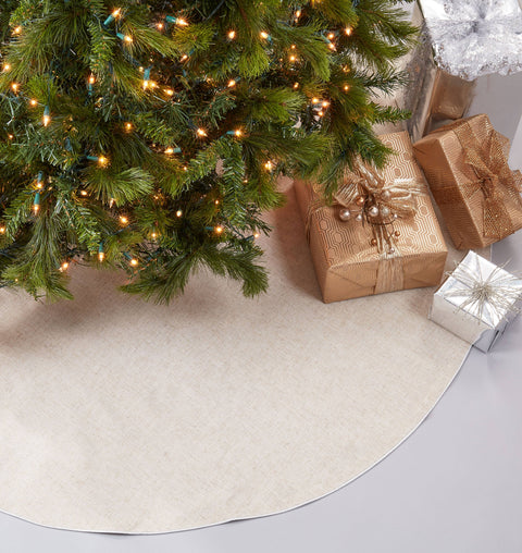 Toscana Tree Skirt with Silver Piping: 56" / Silver