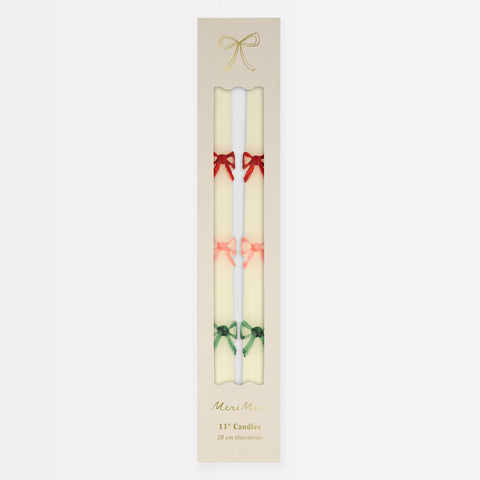 Multi Color Bow Taper Candles