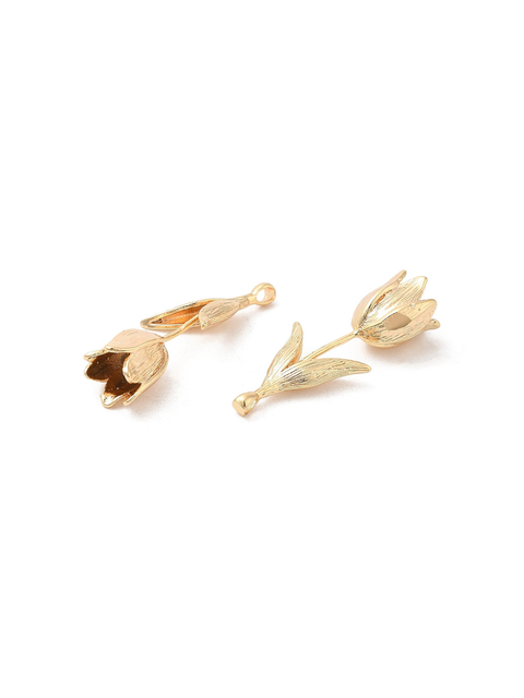 Gold Etched Tulip Charm