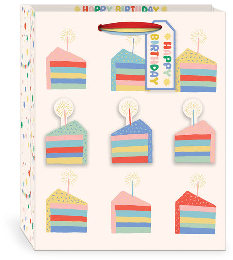 Birthday Brights Cake Slices Large Vertical Bag