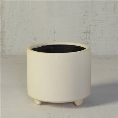 Simon Footed Planter, Ceramic, White - Lrg - Matte White