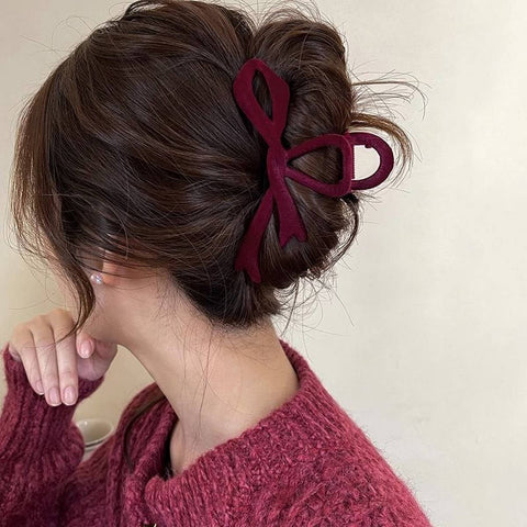 Velvet Bow Hair Claw Black