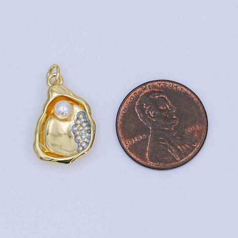 24K Gold Filled Shell Pearl Clam Sea Shell Charm