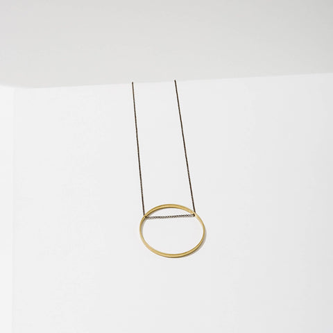 Brass Circle Horizon Pendant Necklace
