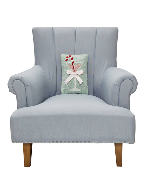 Gingham Bow Martini Glass Hook Pillow