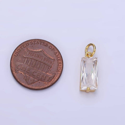 14K Gold Filled Clear Baguette Charm