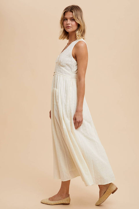 COTTON EYELET SLEEVELESS DRESS