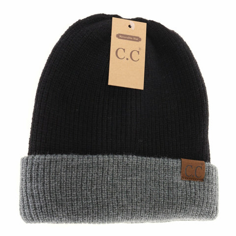 Unisex Reversible Two-Tone Slouchy Beanie