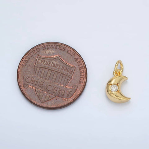 24K Gold Filled Puffy Celestial Cresent Moon Charm