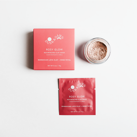 Rosy Glow Resurfacing Clay Mask - Skincare Treatment Pouch