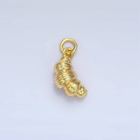 24K Gold Filled Mini Croissant Pastry Charm