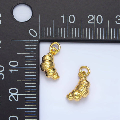 24K Gold Filled Mini Croissant Pastry Charm