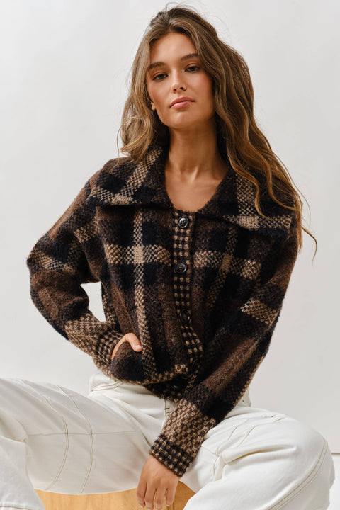 Plaid Button Down Cardigan