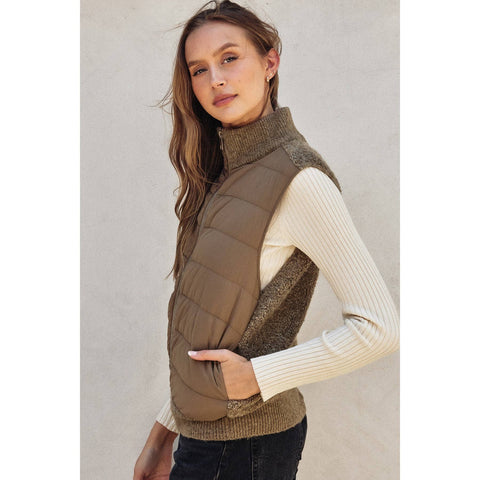 Sherpa and Puff Contrast Vest