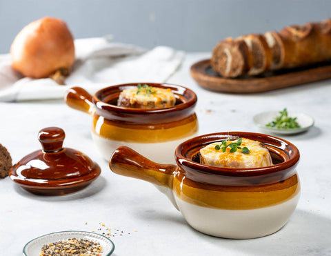 Kook Puebla Ceramic French Onion Soup Crocks, Set of 4