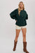 Ribbed Knit Contrast Pullover Sweater | Deep Green