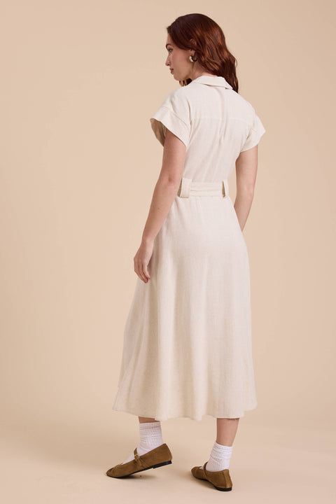 V-NECK BUTTONDOWN A LINE SHIRT DRESS