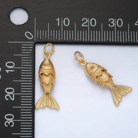 24K Gold Filled Textured Fish Charm