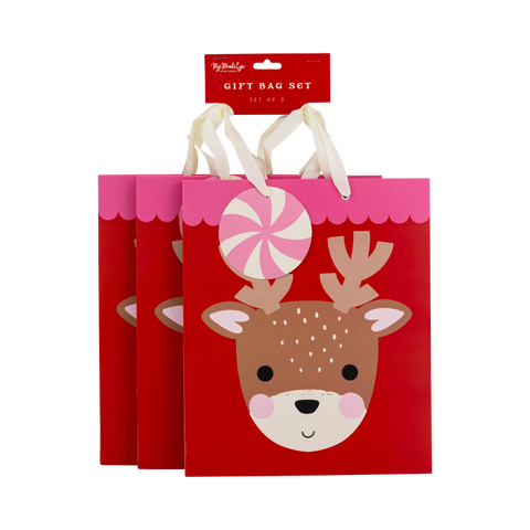 Reindeer Medium Gift Bag Set of 3