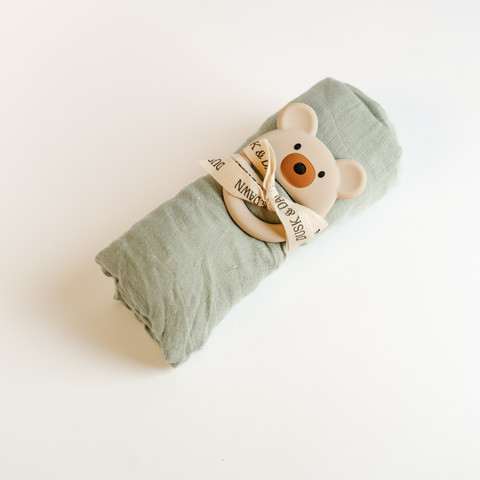 Sage Green Newborn Baby Bundle -2 Piece Baby Shower Gift Set