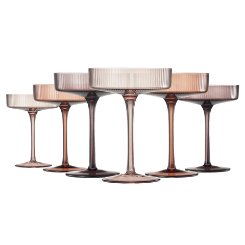 Venus Ribbed Champagne Coupe Set of 6