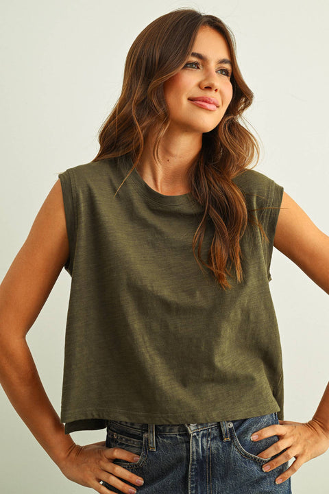 ROUND NECK SLUB TOP