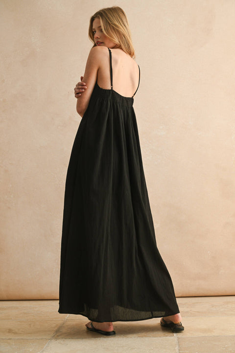 Straw Trimmed Long Dress