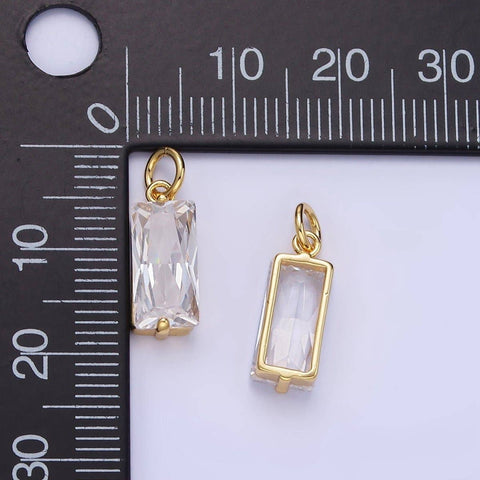 14K Gold Filled Clear Baguette Charm