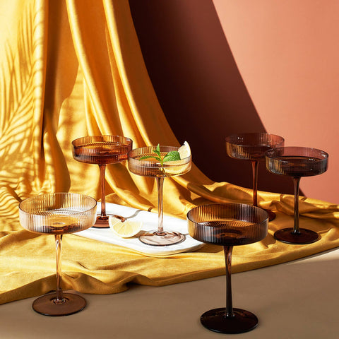 Venus Ribbed Champagne Coupe Set of 6