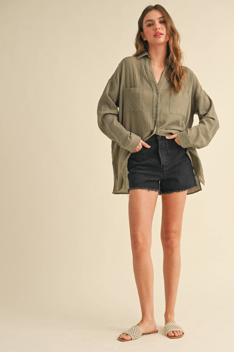 Olive Buttondown Basic Cotton Shirt