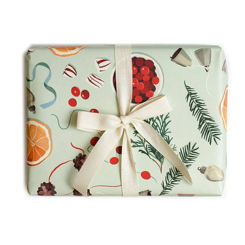 Holiday Trimmings Gift Wrap - Single Sheet