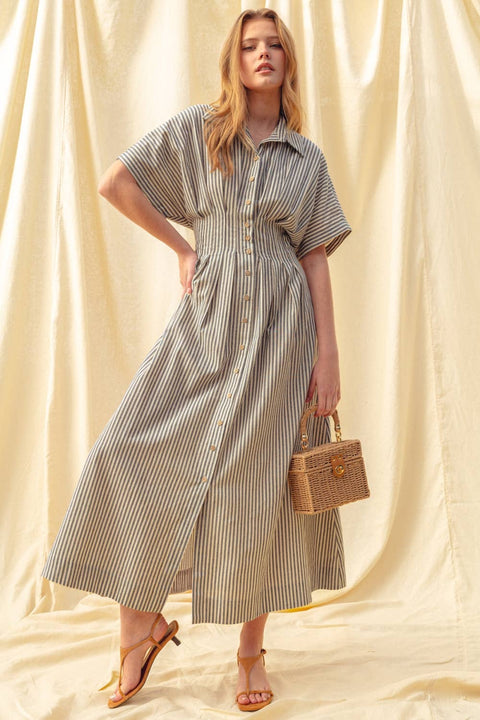 STRIPED BUTTONDOWN SHIRT DRESS