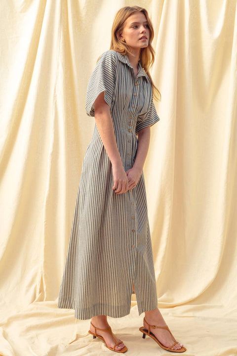 STRIPED BUTTONDOWN SHIRT DRESS