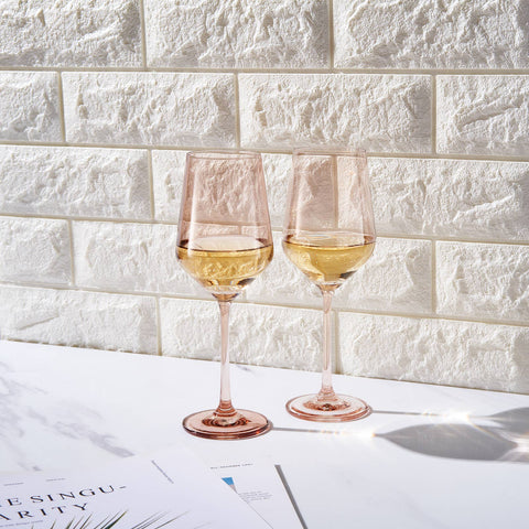 Colored Crystal Wine Glass | Set of 2 | Pink