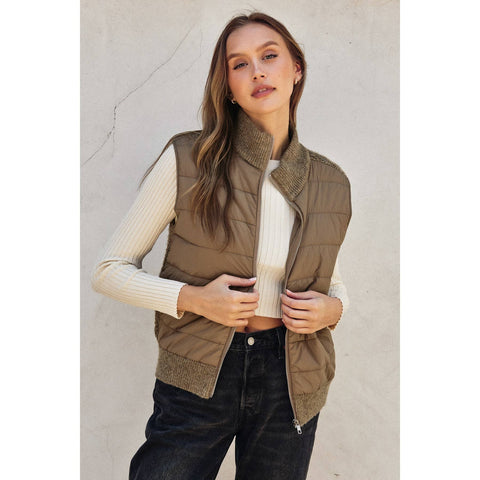 Sherpa and Puff Contrast Vest