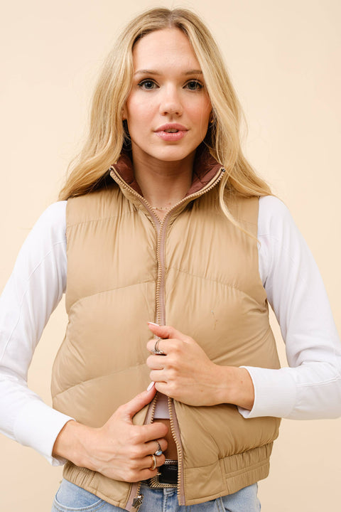 Reversible Cropped Puffer Vest